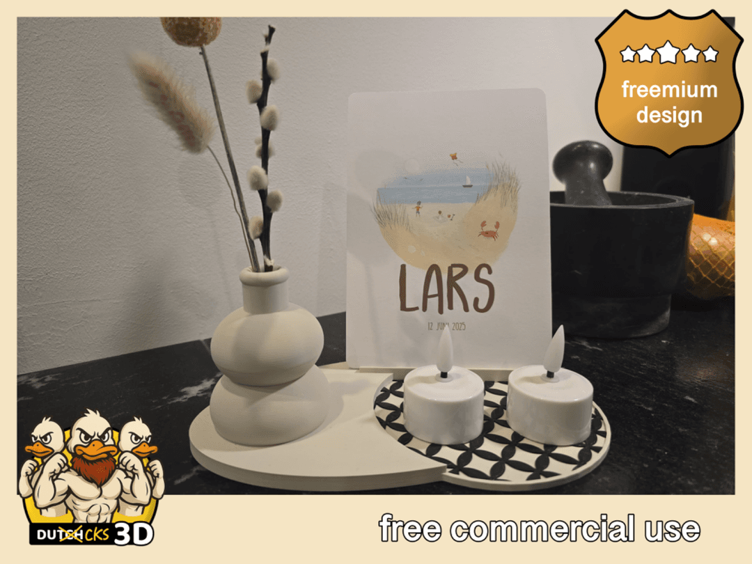 Photo & postcard stand + vase for dried flowers
